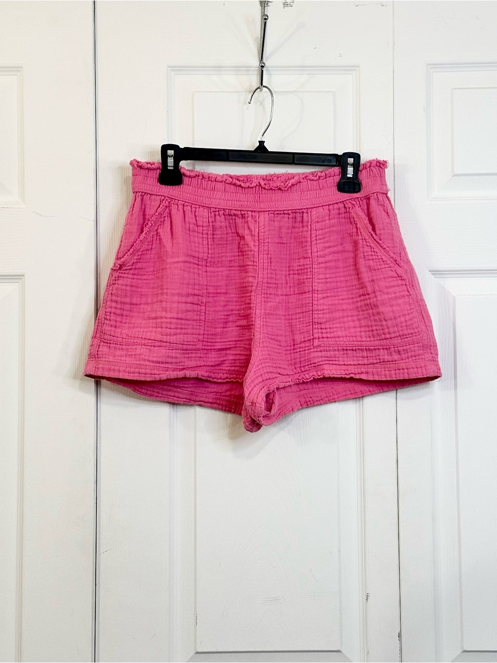SO Pink High-Waist Cotton Gauze Shorts